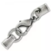 Lace holder clasp 3mm Old fine silver plating x1