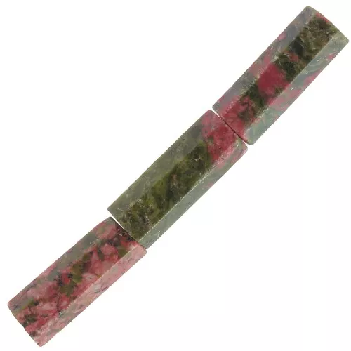 15x5mm Gemstone tube faceted beads - Unakite x5
