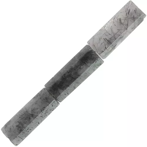 15x5mm Gemstone tube faceted beads - Black rutile x5