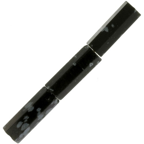 15x5mm Gemstone tube faceted beads - Obsidienne mouchetée x5