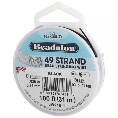 Beading wire 49 strands 0.91mm Black x31m
