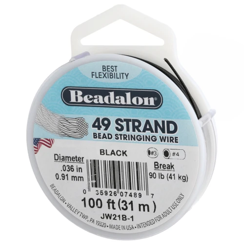 Beading wire 49 strands 0.91mm Black x31m