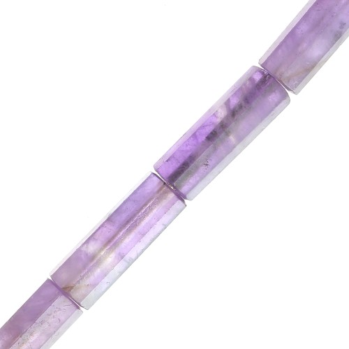 15x5mm Faceted gemstone tube beads - Amethyst x5