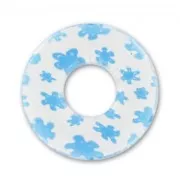 Millefiori Donuts 22mm Crystal Aquamarine flowers x1