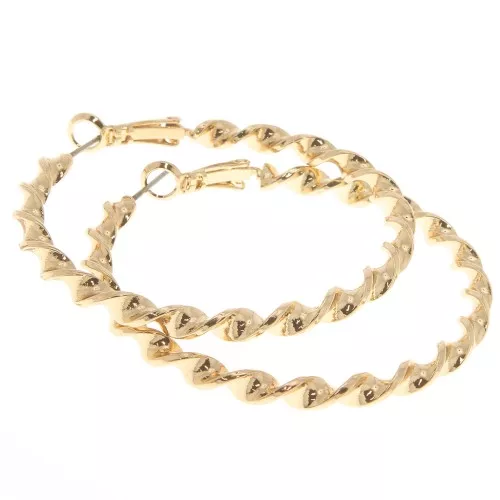 Twisted Hoops 50 mm - Gold x2
