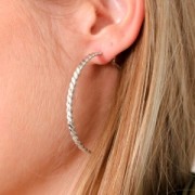 Braided effect hoop earrings 50 mm - Gold x2