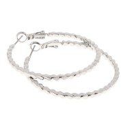 File effect hoop earrings 42 mm - Rhodium x2
