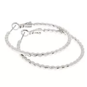 File effect hoop earrings 42 mm - Rhodium x2