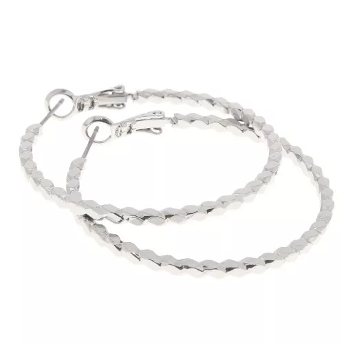 File effect hoop earrings 42 mm - Rhodium x2