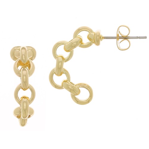 Stud Earrings Chain Effect 20 mm - Gold x2