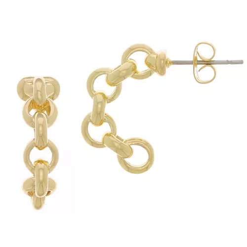 Stud Earrings Chain Effect 20 mm - Gold x2
