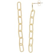 Stud earrings with rectangular chain 58x5 mm - Gold x2