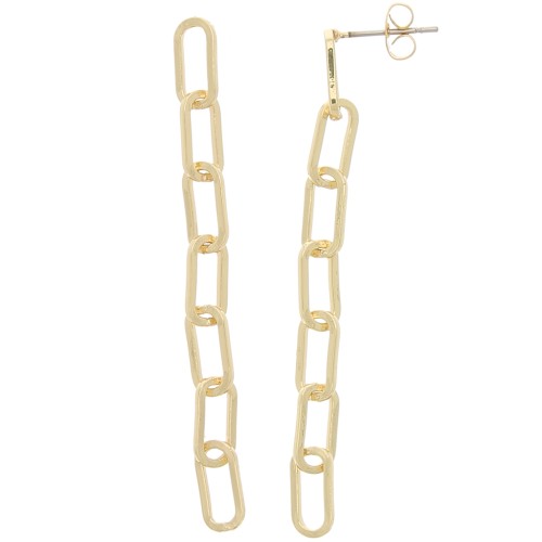 Stud earrings with rectangular chain 58x5 mm - Gold x2