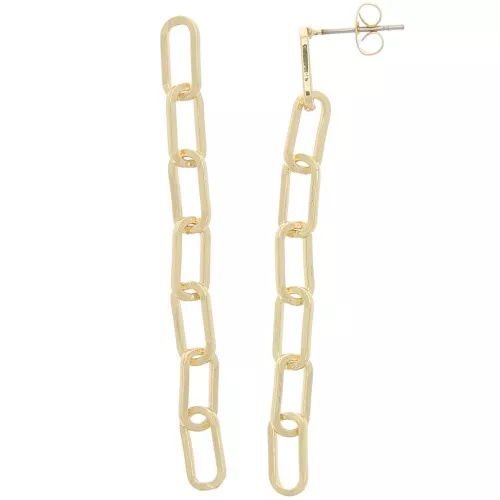 Stud earrings with rectangular chain 58x5 mm - Gold x2