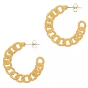 Curb chain effect hoop earrings 35 mm - Gold plated x2