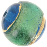 Round Murano surrounded with gold 12mm Aquamarine x1|raw }}