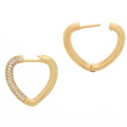 Heart Shaped Dormeuses with zirconium oxide 18x19 mm - Gold - Crystal x2|raw }}