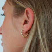 Heart Shaped Dormeuses with zirconium oxide 18x19 mm - Gold - Crystal x2