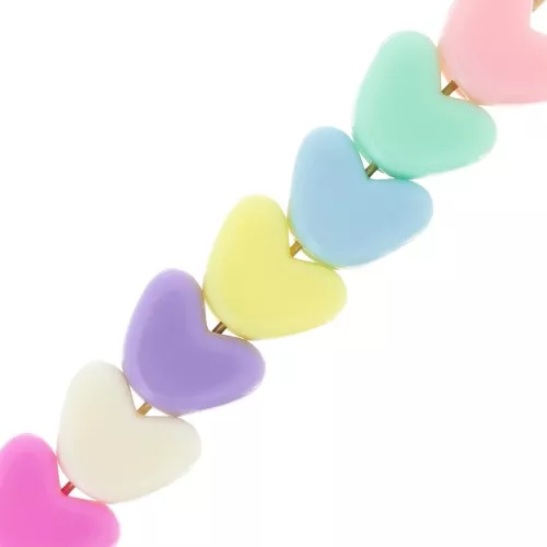 Heart beads large holes - 8.5x11 mm Multicolor Pastel x50