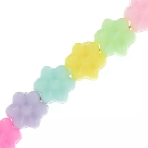 Flower beads large holes - 10.5 mm Multicolor Pastel x50