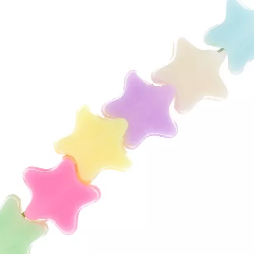 Star beads large holes - 10 mm Multicolored Pastel x50