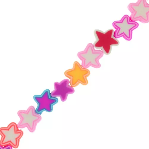 Polymer clay star beads 9 mm Multicolor x 32cm