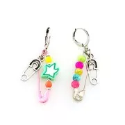 Polymer clay star beads 9 mm Multicolor x 32cm