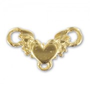 Heart spacer 3 loops 11x19mm fine Gold plated x1