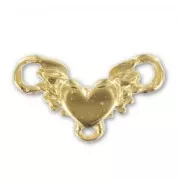 Heart spacer 3 loops 11x19mm fine Gold plated x1