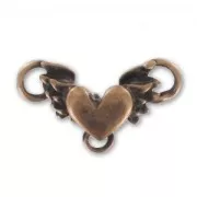 Heart spacer 3 loops 11x19mm Old Copper tone x1