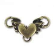 Heart spacer 3 loops 11x19mm Bronze tone x1