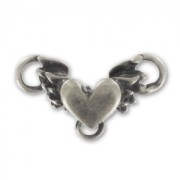 Heart spacer 3 loops 11x19mm Old Silver tone x1|raw }}