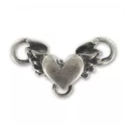 Heart spacer 3 loops 11x19mm Old Silver tone x1