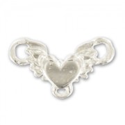 Heart spacer 3 loops 11x19mm Silver tone x1|raw }}