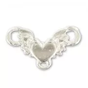 Heart spacer 3 loops 11x19mm Silver tone x1