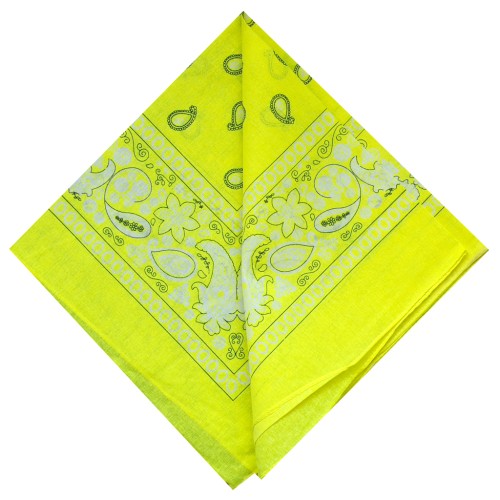 Bandana 100% cotton - Cashmere pattern - Neon Yellow x1