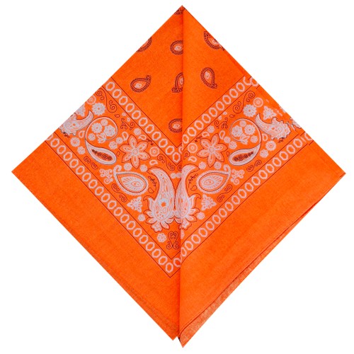 Bandana 100% cotton - Cashmere pattern - Orange Neon x1