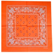 Bandana 100% cotton - Cashmere pattern - Orange Neon x1