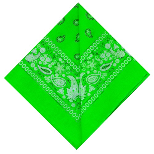 Bandana 100% cotton paisley pattern - 53 x 53cm - Neon Green x1