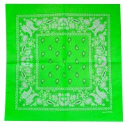 Bandana 100% cotton paisley pattern - 53 x 53cm - Neon Green x1