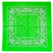 Bandana 100% cotton paisley pattern - 53 x 53cm - Neon Green x1