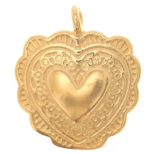 Heart charm 13 mm - Fine Gold plated x1