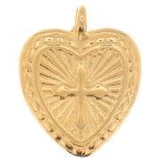 Heart charm with cross 16x14 mm - Fine Gold plated x1|raw }}