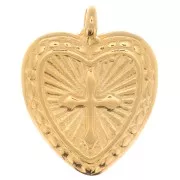 Heart charm with cross 16x14 mm - Fine Gold plated x1