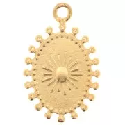 Oval sun charm 19x15 mm - Gold plated x1