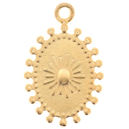 Oval sun charm 19x15 mm - Gold plated x1