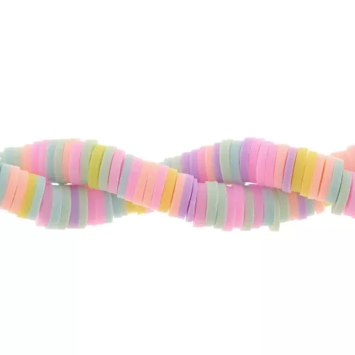 Heishi beads polymer clay rondelles 6x1 mm - Pastel multicolor x39cm