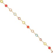 Fancy chain with multicoloured crystals set in 6 mm - Gold x1m