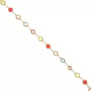 Fancy chain with multicoloured crystals set in 6 mm - Gold x1m