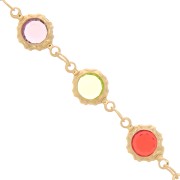 Fancy chain with multicoloured crystals set in 6 mm - Gold x1m